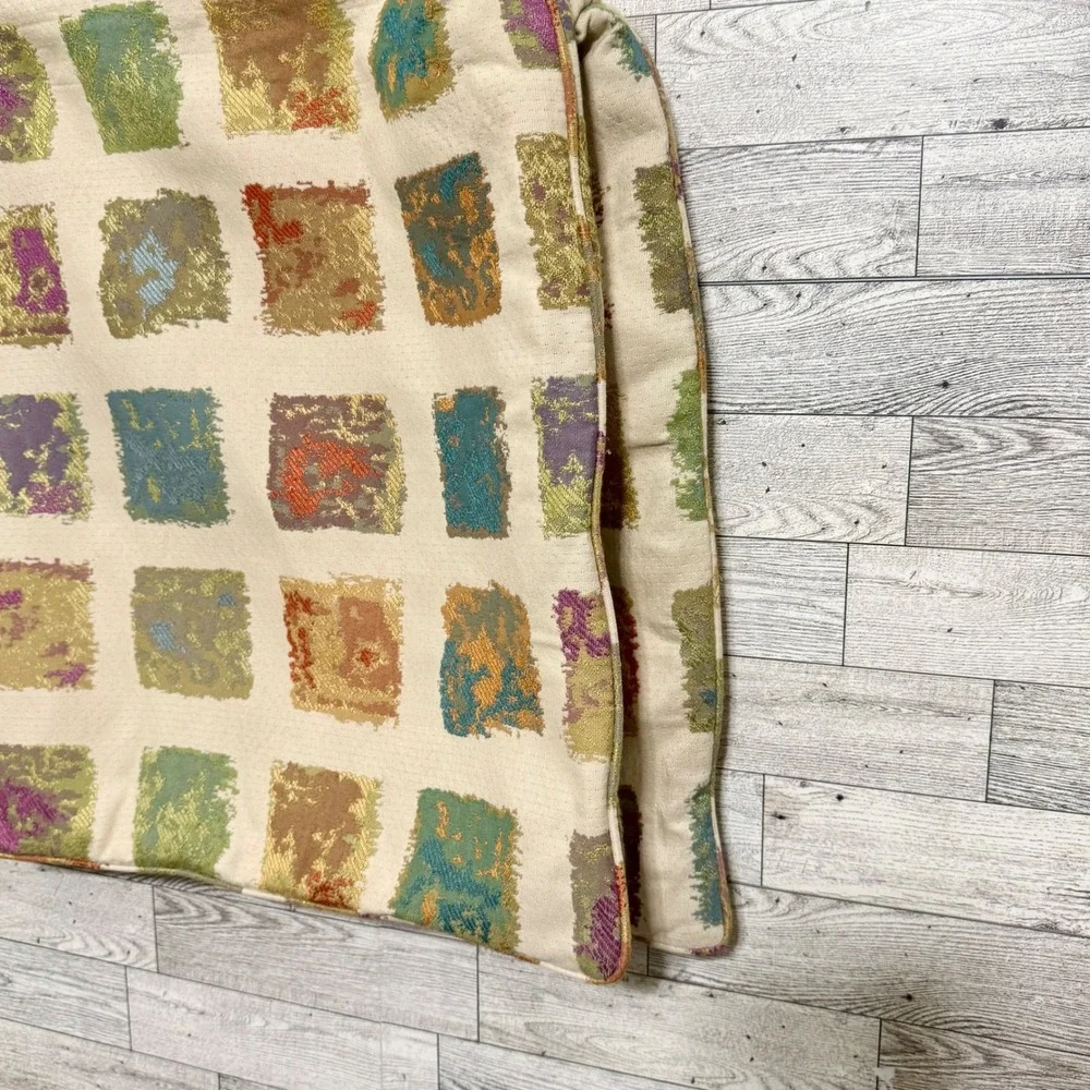 2-Pillow Cover Cream‎ Jewel Tone Abstract Squares Textured Accent Pillow 17 x 19
